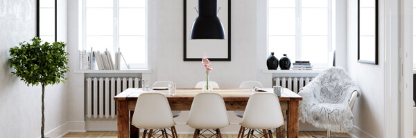 Jadalnia w stylu skandynawskim wizualizacja 3D