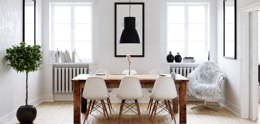 Jadalnia w stylu skandynawskim wizualizacja 3D